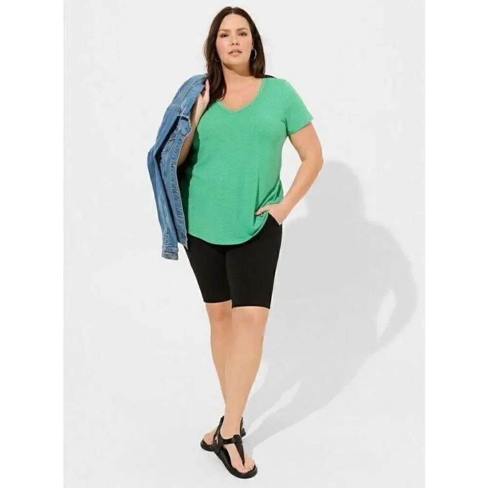 Torrid Girlfriend Signature Jersey V-Neck Tee In Jelly Bean Green Plus 3X NWT